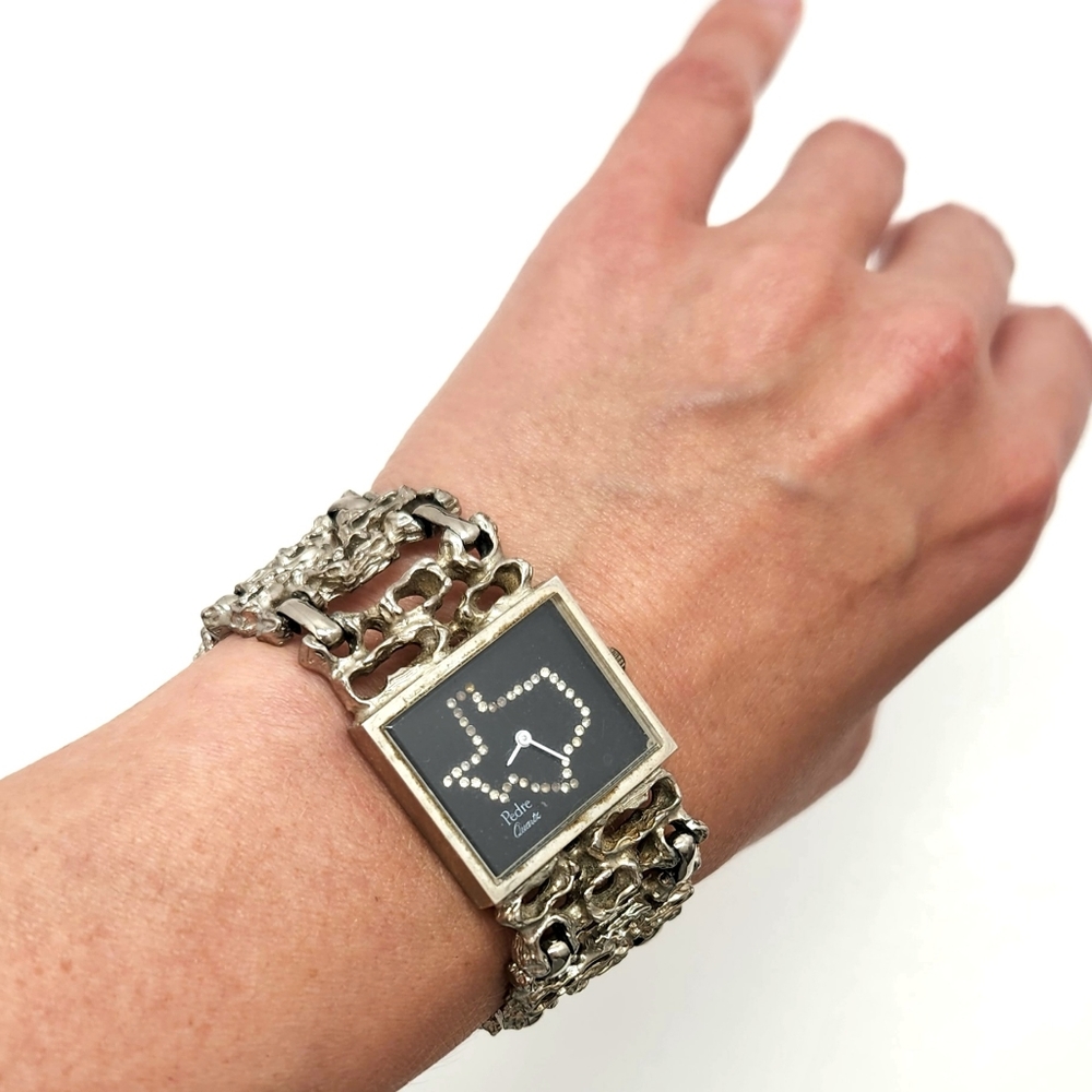 Vintage Pedre Quartz Texas Watch Silver Tone
